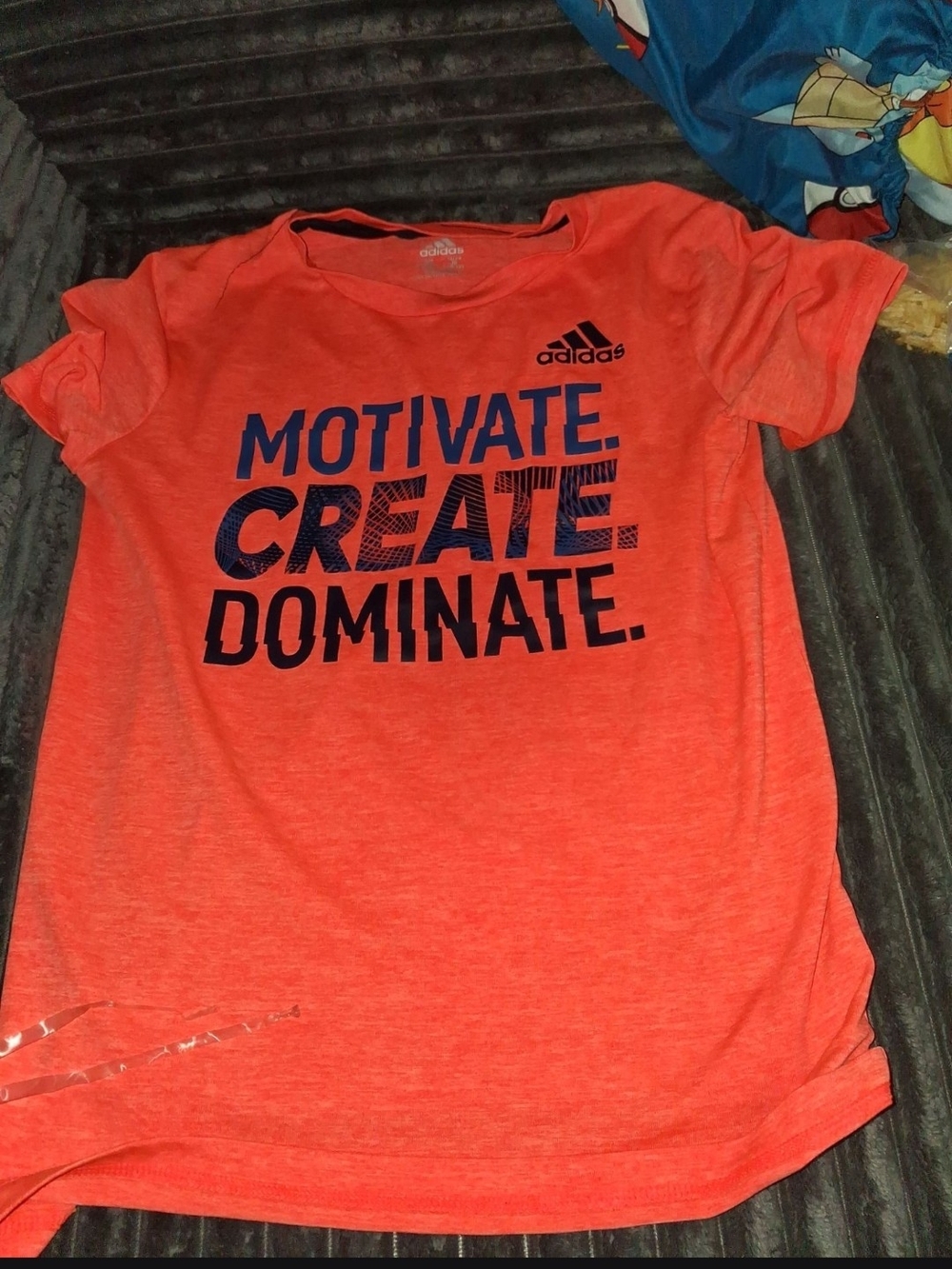 adidas Orange Graphic Tee with Motivational Print